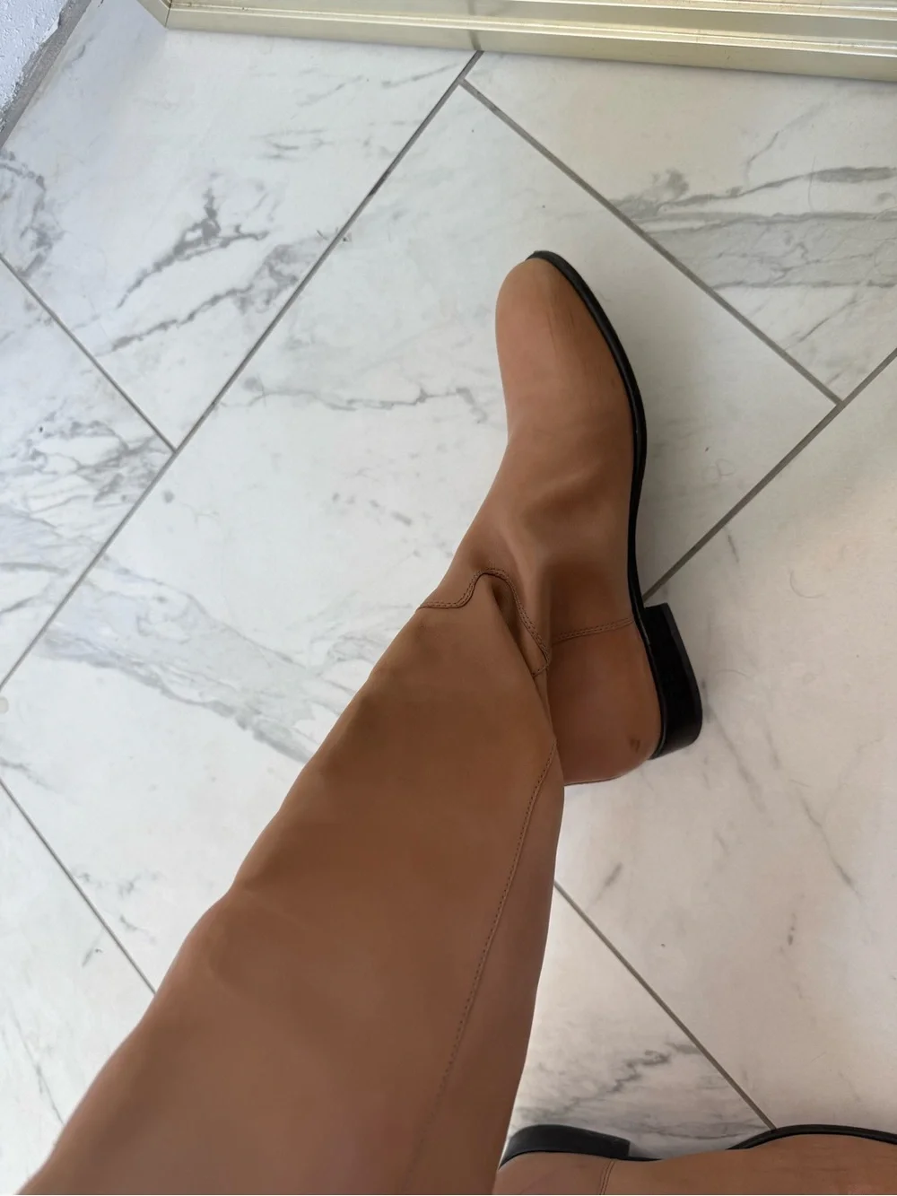 Corso Como Tall Leather Riding Boots in Tan